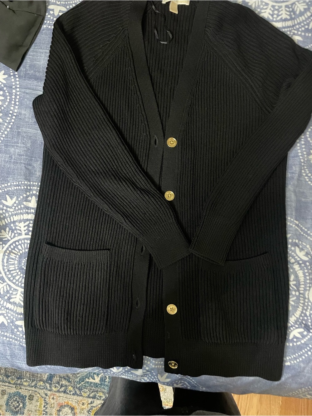 Michael Kors Black Ribbed Knit Cardigan - Picture 4 of 4